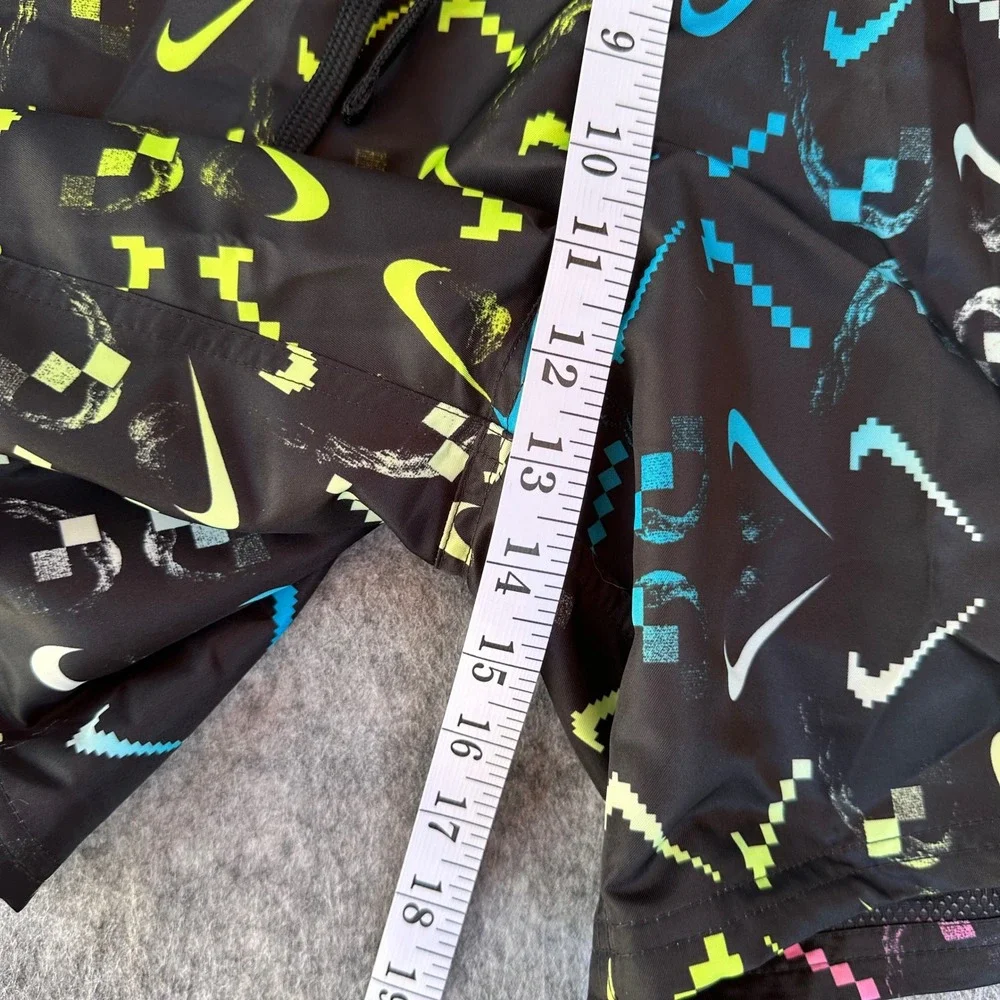 Nike Mens XL Black Pixelated Swoosh Swim Volley Shorts NESSD516-001 NWT